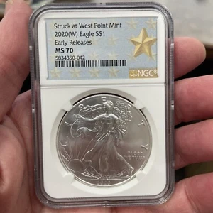 2020 W Silver Eagle MS70 Early Release - Picture 1 of 3