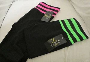 NWT COCO LIMON Set of 2 YOGA EXERCISE LONG LEGGINGS Size L/XL Pink/Lime - $60 - Picture 1 of 2