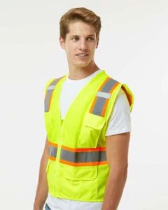 🔥 Kishigo Men Ultra-cool Multi-pocket Vest Safety Full Zip Up To 3XL 1195-1196 - Picture 1 of 13