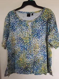 Camisa Top Rafaella Plus 2X Multi Estampado Cuello en V Algodón - Imagen 1 de 3