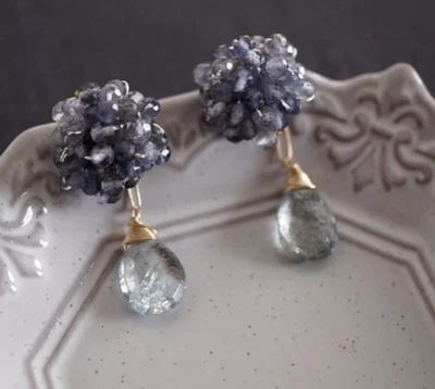 Green amethyst iolite gemstone 925 sterling silver earrings jewelry Gift g55 - Image 1 of 4