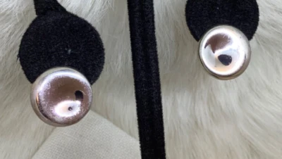 Fine Estate Signed 925 Sterling Silver Modernist Round Contour Post Earrings - Image 1 of 4