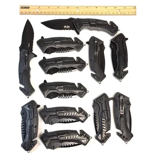 8.5" Heavy Duty Quick Open Stainless Steel Wood Handle Folding Pocket Knife. - Picture 1 of 3