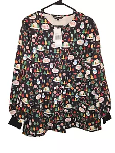 Samantha Mara Long Sleeve Christmas Scrub Jacket NWT Sz Lg - Picture 1 of 3