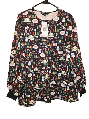 Samantha Mara Long Sleeve Christmas Scrub Jacket NWT Sz Lg - Image 1 of 3