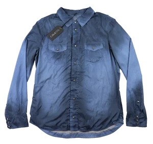Gimo's Shirt Jacket L fits M Men' s Faded Blue Pearl Snap Cotton Lined NWT $1195 - Picture 1 of 9