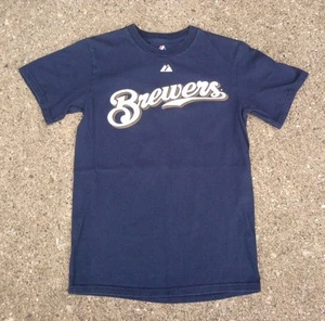 Milwaukee Brewers #8 Ryan Braun MLB Baseball Shirt ~ Men's Small S Blue Majestic - Picture 1 of 8