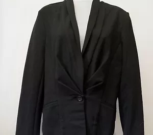 Banana Republic Blazer Jacket Women Size 10 Black Shawl Stretch Knit One Button - Picture 1 of 9
