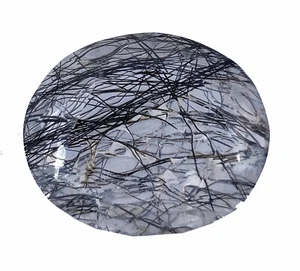 69 CT IGL Certified Black Rutilated Quartz Oval Cut Loose Gemstone 24JL - Picture 1 of 8