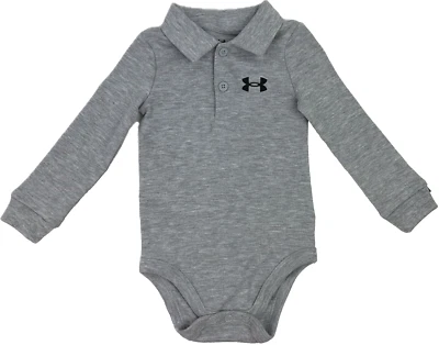 Under Armour Baby Grey Long Sleeve Cotton UA Logo Collared Bodysuit Sz 6-9 MO - Image 1 of 2