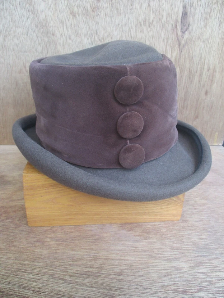 Eric Javits подлинный коричневый Dokin войлок 100% шерсти бархата шляпа OS - Изображение 1 из 4