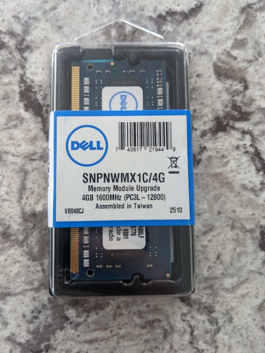 Barrette Mémoire RAM Dell 4GB DDR3L PC3L-12800 - SNPNWMX1C/4G - SODIMM 1600MHz - Neuf