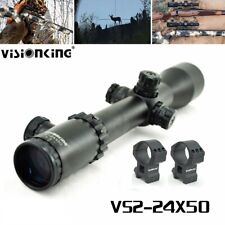 Visionking 2-24x50 Rifle Scope Hunting Military Reticle & Rings Sunshade