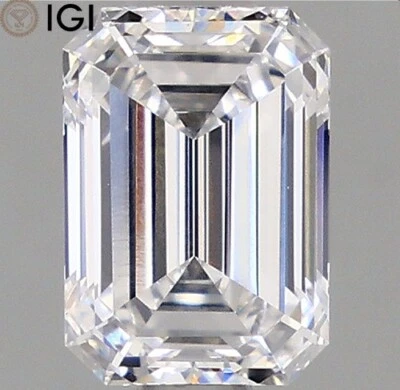 Emerald Shape 1.00 CT. CVD Lab Grown Diamond IGI Certified D Color VVS2 Clarity - Image 1 of 4