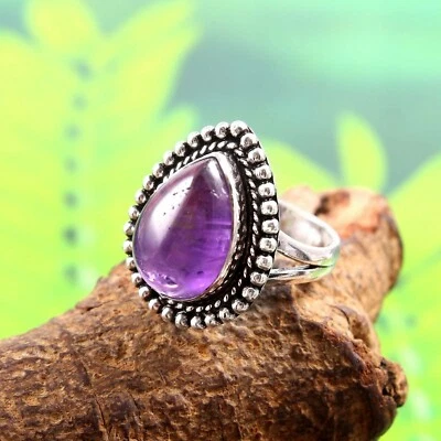 Purple Amethyst Handmade Ring 925 Sterling Silver Boho ring IndependenceDay ring - Image 1 of 4
