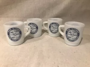 4 tazas de café publicitarias Anchor Hocking Fire-King aniversario Perú, Illinois - Imagen 1 de 4