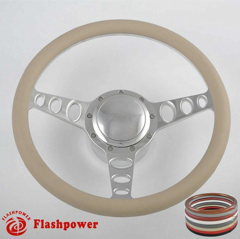 14" Billet Aluminum 9 Hole Steering Wheel Kit w/ Horn Button & Adapter - Image 1 of 4