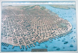 1912 San Francisco Karte "The Exposition City" Giclée blau Farbbeleg Original - Bild 1 von 6