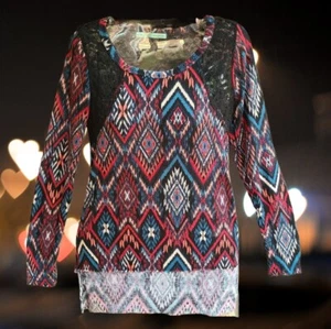 Maurices Women's Long Sleeves Top Blouse Lace trim Panels Size XS - Picture 1 of 12