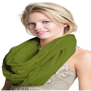 Green Mobius Infinity Scarf Snood Cowl Circular Tube Shawl Head Wrap Face Cover - Picture 1 of 9