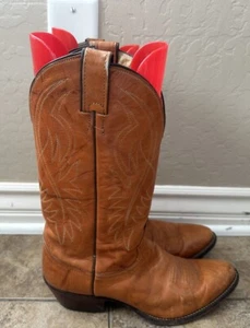 Justin Mens #1632 Deerlite Cowboy Western Leather Pull On Boots Size 9D - Picture 1 of 7