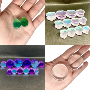 Assorted Double Flare Glass Plugs Round / Heart 6g - 1" - Picture 1 of 12