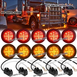 10x Red/Amber 2.5" Round 13LED Side Marker Clearance Trailer Truck Light w/ Plug - Picture 1 of 16
