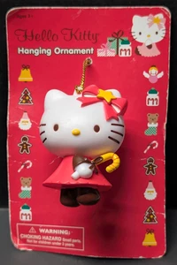 Hello Kitty Ornament rotes Kleid gelb Zuckerstange Stern Weihnachten Sanrio 2,25" Neu aus altem Lagerbestand - Bild 1 von 2