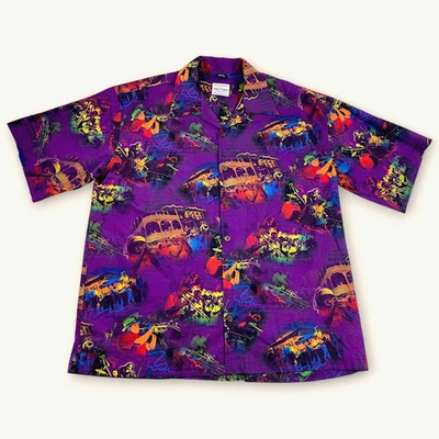 David Carey Jazz Musicians Hawaiian Shirt 2XL Purple New Orleans Mardi Gras NWT - Image 1 of 4