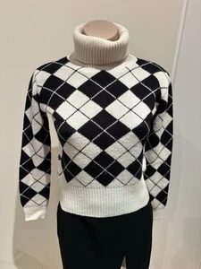 VERSACE KNITWEAR ARGYLE ROLL NECK WOOL KNIT - Picture 1 of 5