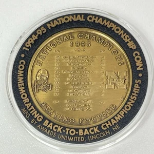 1994 1995 Back To Back Championship Coin Nebraska Cornhusker Football Medallion - Picture 1 of 9
