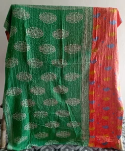 Colcha manta Kantha vintage edredón indio hecha a mano tiro algodón Ralli Gudari - Imagen 1 de 2
