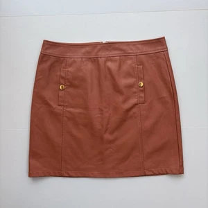 Falda Loft Suave Vegana Imitación Cuero Forrada Línea A Talla 10 Coñac Oficina Carrera - Imagen 1 de 10