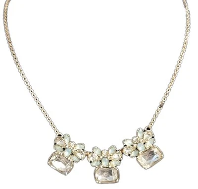 Collar DE COLECCIÓN FIRMADO BANANA REPUBLIC Aqua estrás tono dorado joyería 17"L Foto 1 de 4