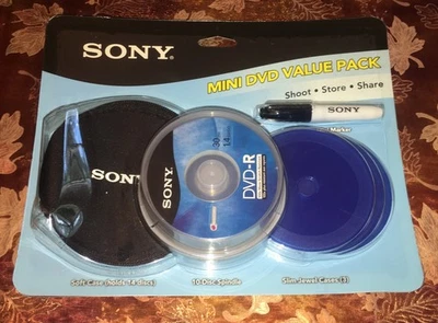 Sony Mini DVD-R Value Pack 10 Disc 1.4GB Soft Case, Jewel Case Marker New - Image 1 of 4