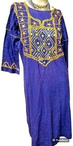 Indian Kurta Hippie Purple Embroidery Mirror Accent Size Large Artsy - Picture 1 of 4