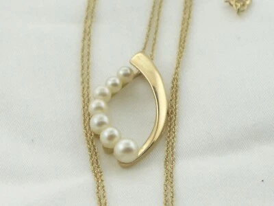 Collar colgante Estate de perlas de oro amarillo de 10 quilates Alwan vahan Av Foto 1 de 4