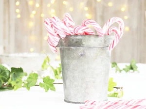 WEIHNACHTEN ZINK VASE METALL BLUMEN KRÄUTERTOPF SCHALE ÜBERTOPF HOCHZEIT TISCH VINTAGE - Bild 1 von 6