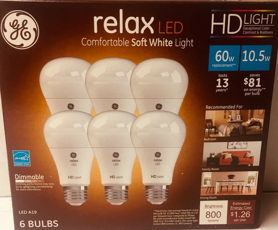 GE Relax High Definition LED Light Bulb 10.5W  2700K  Soft White 12-Pack Dimmabl - Image 1 of 1
