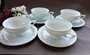 Lot of 4 Rosenthal white Maria Art Deco Cups & Saucers - Picture 1 of 11