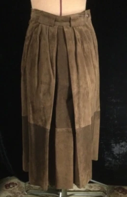 Falda Forrada De Colección Años 80 OUTBACK ROJO Marrón Oscuro Hasta la pantorrilla Gamuza Cuero Talla 8 Foto 1 de 4