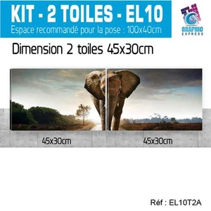 90x30cm 2 Gemälde Bedruckt Elefant - Bild Modern Dekoration Wand EL10T2A - Foto 1 di 9