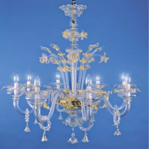 Tronchetto lustre de Murano à 8 lumières cristal or - Imagen 1 de 1