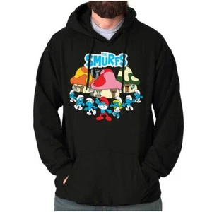 Retro The Smurfs Cartoon Mushroom Houses Hoodie Hooded Sweatshirt Men Women - Picture 1 of 7