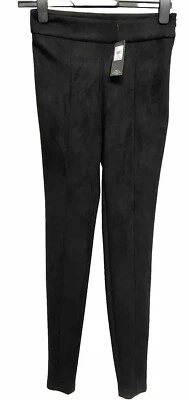 NWT M&CO UK 8 W28 Black Suede Look/Feel Straight Leg Trousers L30 - Image 1 of 4