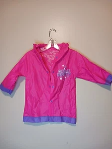 Girls Disney Minnie Mouse Getting Dottie Pink Vinyl Rain Coat Jacket - Picture 1 of 4