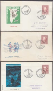 GREENLAND Sc# 68 FDC SET 3 DIFF CACHETS - SAMUEL KLEINSCHMIDT TRANSLATOR - Bild 1 von 1