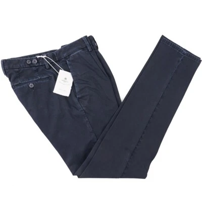 Pantalones chinos Luigi Borrelli ajustados azul marino sarga más pesada de algodón 32 nuevos con etiquetas Foto 1 de 4