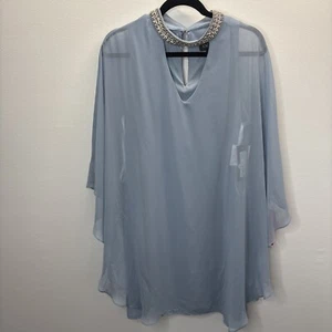 Xscape Damen über dem Knie Kleid Plus Größe 14 durchsichtig Flatterärmel Halsausschnitt - Bild 1 von 9