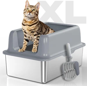 XL Large Metal Cat Litter Box High Sided, Never Absorbs Odors, Anti-Urine Leaka - Picture 1 of 7